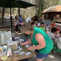 Steph prepping rocks